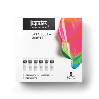 Liquitex acrylique Heavy Body, 6x59ml, Coffret Fluorescents (produit en gros plan sur fond blanc)