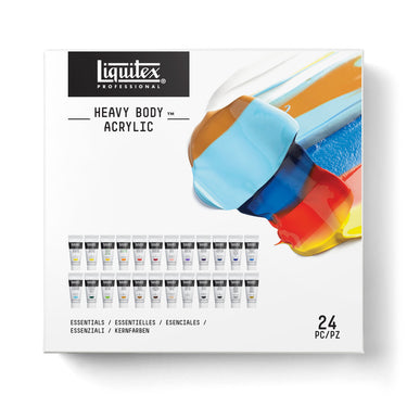 Liquitex acrylique Heavy Body, 24x22ml, Coffret Essentielles (produit en gros plan sur fond blanc)