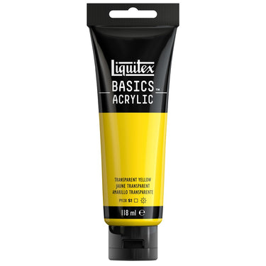 Liquitex Basics 118ML, Jaune Transparent (produit en gros plan sur fond blanc)