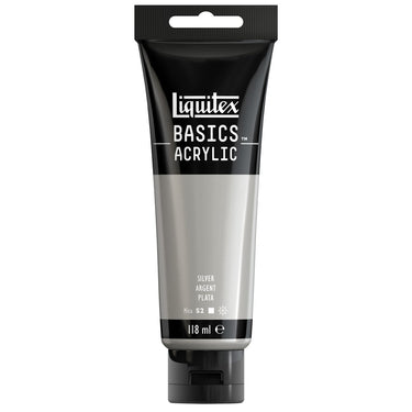 Liquitex Basics 118ML, Argent (produit en gros plan sur fond blanc)