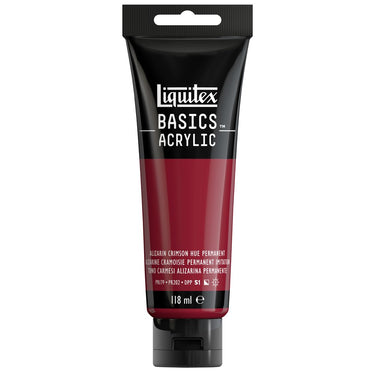 Liquitex Basics 118ML, Alizarine Cramoisie Permanent Imitation (produit en gros plan sur fond blanc)