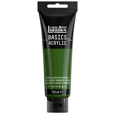 Liquitex Basics 118ML, Vert de Hooker Permanent Imitation (produit en gros plan sur fond blanc)