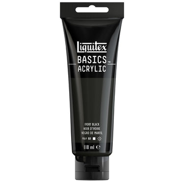 Liquitex Basics 118ML, Noir d'Ivoire (produit en gros plan sur fond blanc)