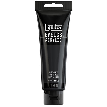 Liquitex Basics 118ML, Noir de Mars (produit en gros plan sur fond blanc)