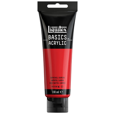 Liquitex Basics 118ML, Naphtol Carmin (produit en gros plan sur fond blanc)