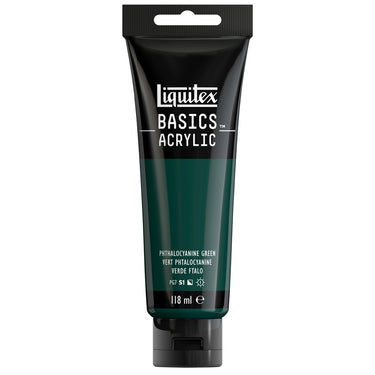 Liquitex Basics 118ML, Vert Phtalocyanine (produit en gros plan sur fond blanc)