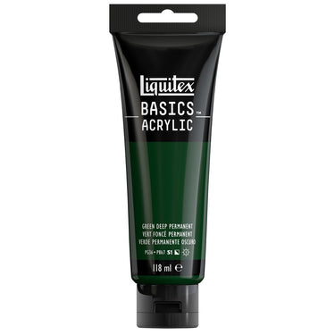 Liquitex Basics 118ML, Vert Foncé Permanent (produit en gros plan sur fond blanc)