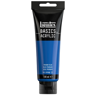 Liquitex Basics 118ML, Bleu Primaire (produit en gros plan sur fond blanc)