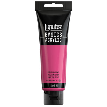 Liquitex Basics 118ML, Magenta Moyen (produit en gros plan sur fond blanc)