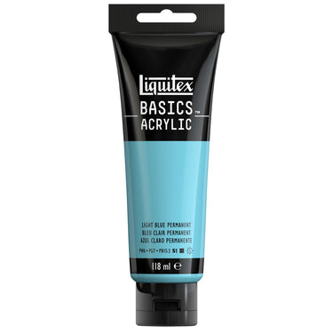 Liquitex Basics 118ML, Bleu Clair Permanent (produit en gros plan sur fond blanc)
