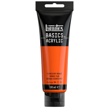 Liquitex Basics 118ML, Orange Fluorescent (produit en gros plan sur fond blanc)