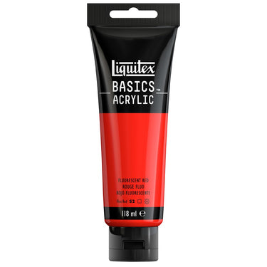 Liquitex Basics 118ML, Rouge Fluorescent (produit en gros plan sur fond blanc)