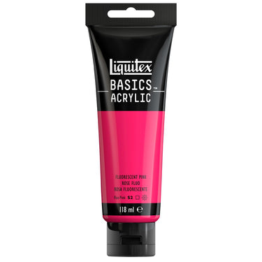 Liquitex Basics 118ML, Rose Fluorescent (produit en gros plan sur fond blanc)
