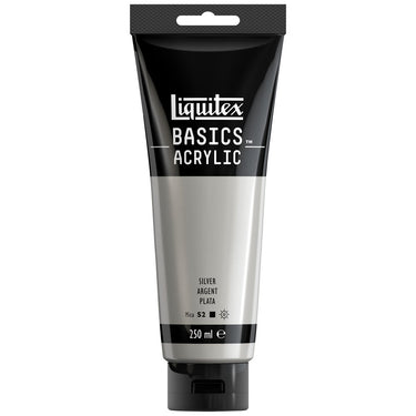 Liquitex Basics 250ML, Argent (produit en gros plan sur fond blanc)