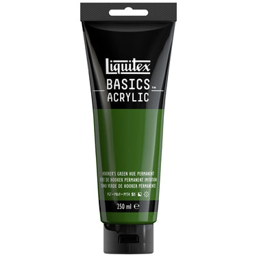 Liquitex Basics 250ML, Vert de Hooker Permanent Imitation (produit en gros plan sur fond blanc)