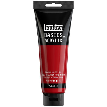 Liquitex Basics 250ML, Rouge de Cadmium Foncé Imitation (produit en gros plan sur fond blanc)