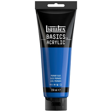 Liquitex Basics 250ML, Bleu Primaire (produit en gros plan sur fond blanc)