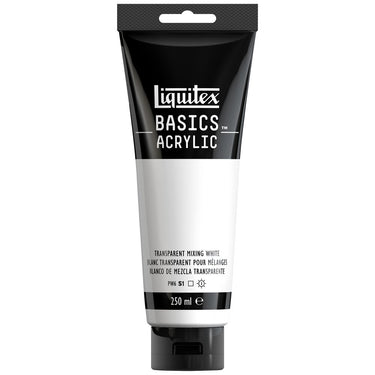 Liquitex Basics 250ML, Blanc Transparent pour Mélanges (produit en gros plan sur fond blanc)