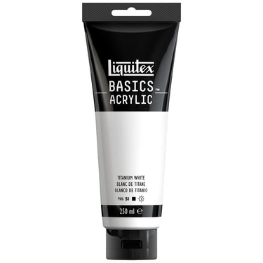 Liquitex Basics 250ML, Blanc de Titane (produit en gros plan sur fond blanc)