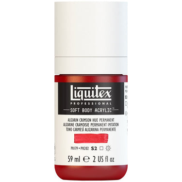 Liquitex Soft Body Flacon de 59ML, Alizarine Cramoisie Permanent Imitation. Sans Capouchon. Sur Fond Blanc.