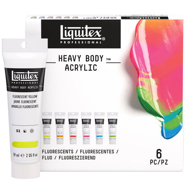 LQX PRO HEAVY BODY ACRYLIC 6X59ML FLUORESCENT SET [FRONT PLUS TUBE]