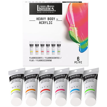 LQX PRO HEAVY BODY ACRYLIC 6X59ML FLUORESCENT SET [TUBES OUT]