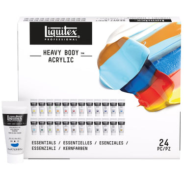LQX PRO HEAVY BODY ACRYLIC 24X22ML ESSENTIALS SET [FRONT PLUS TUBE]