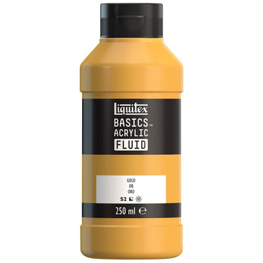 Liquitex Basics Fluid Acrylique, 250ML, Or (produit en gros plan sur fond blanc).