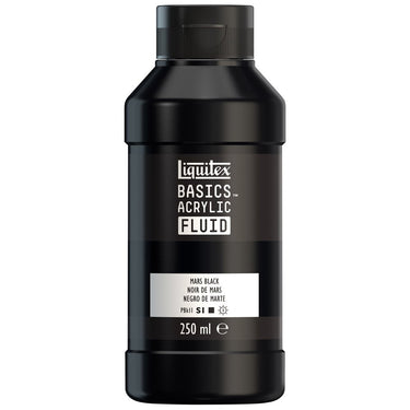 Liquitex Basics Fluid Acrylique, 250ML, Noir de Mars (produit en gros plan sur fond blanc).