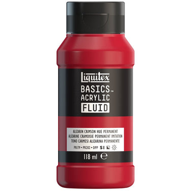 Liquitex Basics Fluid Acrylique, 118ML, Alizarine Cramoisie Permanent Imitation (produit en gros plan sur fond blanc).