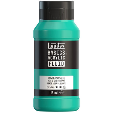 Liquitex Basics Fluid Acrylique, 118ML, Vert d'Eau Éclatant (produit en gros plan sur fond blanc).