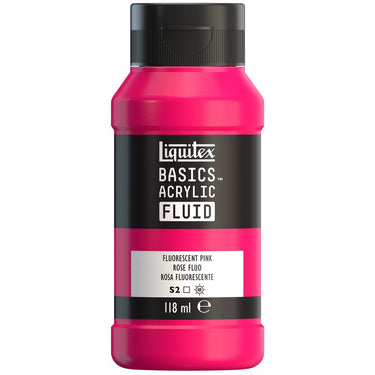Liquitex Basics Fluid Acrylique, 118ML, Rose Fluorescent (produit en gros plan sur fond blanc).