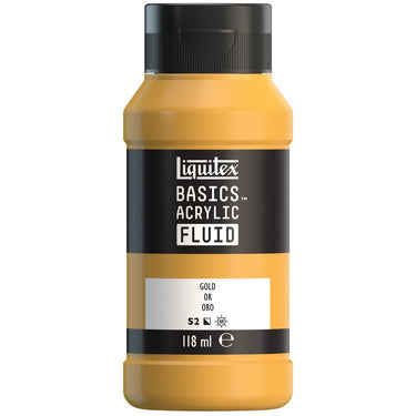 Liquitex Basics Fluid Acrylique, 118ML, Or (produit en gros plan sur fond blanc).