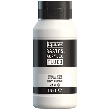 Liquitex Basics Fluid Acrylique, 118ML, Blanc Iridescent (produit en gros plan sur fond blanc).