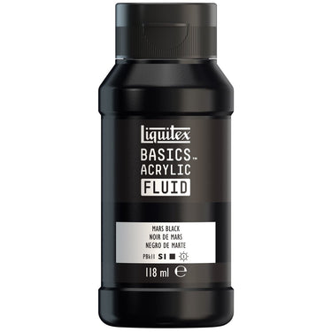 Liquitex Basics Fluid Acrylique, 118ML, Noir de Mars (produit en gros plan sur fond blanc).
