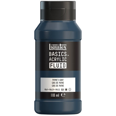 Liquitex Basics Fluid Acrylique, 118ML, Gris de Payne (produit en gros plan sur fond blanc).