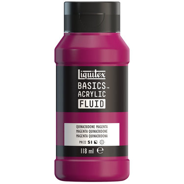 Liquitex Basics Fluid Acrylique, 118ML, Magenta Quinacridone (produit en gros plan sur fond blanc).