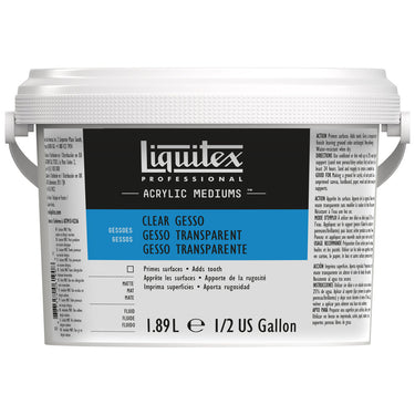 Gesso Acrylique Transparent professionnel Liquitex 1.89L produit en gros plan sur fond blanc.