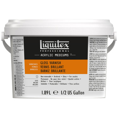 Vernis Brillant professionnel Liquitex 1.89L produit en gros plan sur fond blanc.