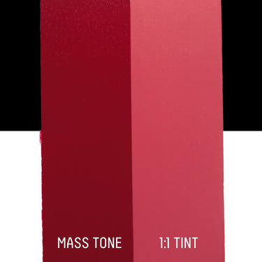 PETIT Échantillon de Acrylique Liquitex Heavy Body, Carmin Pyrrolemontrant la teinte pure (mass tone) de le couleuer et mélangé à parts égales avec du blanc (1:1 tint)