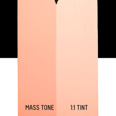 PETIT Échantillon de Acrylique Liquitex Heavy Body, Rose Clairmontrant la teinte pure (mass tone) de le couleuer et mélangé à parts égales avec du blanc (1:1 tint)