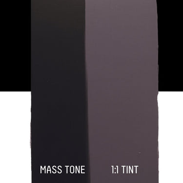 PETIT Échantillon de Acrylique Liquitex Heavy Body, Gris Feutrémontrant la teinte pure (mass tone) de le couleuer et mélangé à parts égales avec du blanc (1:1 tint)