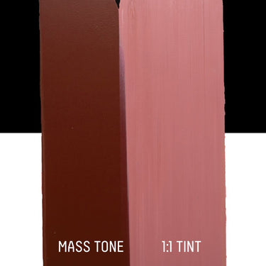 PETIT Échantillon de Acrylique Liquitex Heavy Body, Rose Feutrémontrant la teinte pure (mass tone) de le couleuer et mélangé à parts égales avec du blanc (1:1 tint)