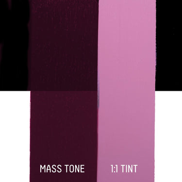 PETIT Échantillon de Acrylique Liquitex Heavy Body, Violet Foncémontrant la teinte pure (mass tone) de le couleuer et mélangé à parts égales avec du blanc (1:1 tint)