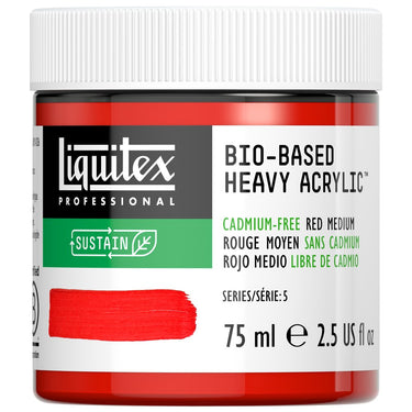 Acrylique biosourcé Liquitex, 75ML, Rouge Moyen sans Cadmium (produit en gros plan sur fond blanc)