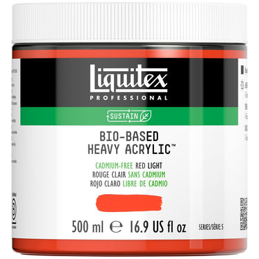 Acrylique biosourcé Liquitex, 500ML, Rouge Clair sans Cadmium (produit en gros plan sur fond blanc)