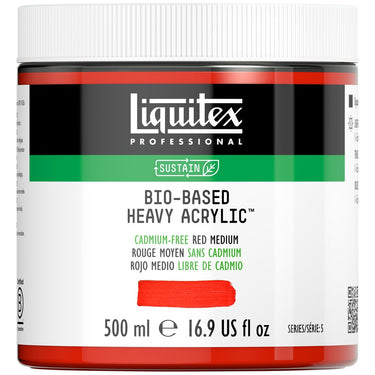 Acrylique biosourcé Liquitex, 500ML, Rouge Moyen sans Cadmium (produit en gros plan sur fond blanc)
