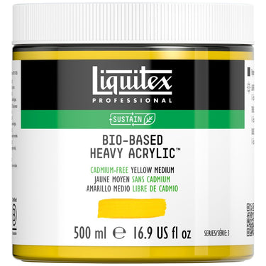Acrylique biosourcé Liquitex, 500ML, Jaune Moyen sans Cadmium (produit en gros plan sur fond blanc)