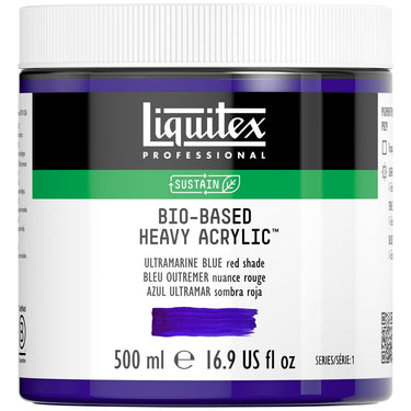 Acrylique biosourcé Liquitex, 500ML, Bleu Outremer Nuance Rouge (produit en gros plan sur fond blanc)