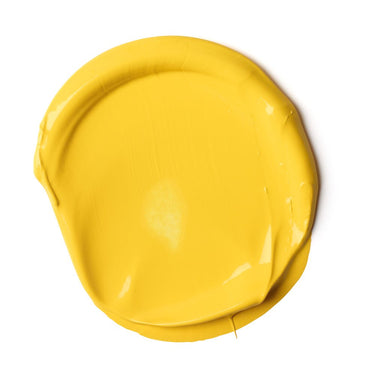 PETIT Échantillon de couleur de Liquitex Acrylique Bio-based Heavy, Jaune Moyen sans Cadmium Sur Fond Blanc